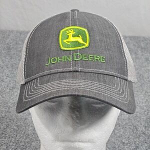 John Deere Trucker Hat Mens Gray Mesh Snapback Cap Farming Workwear Farmcore